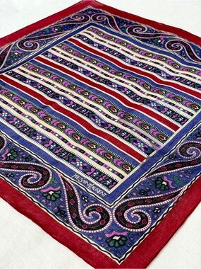 Vintage YSL Bohemian Tribal Stripe Cotton Bandana Scarf Made in Japan